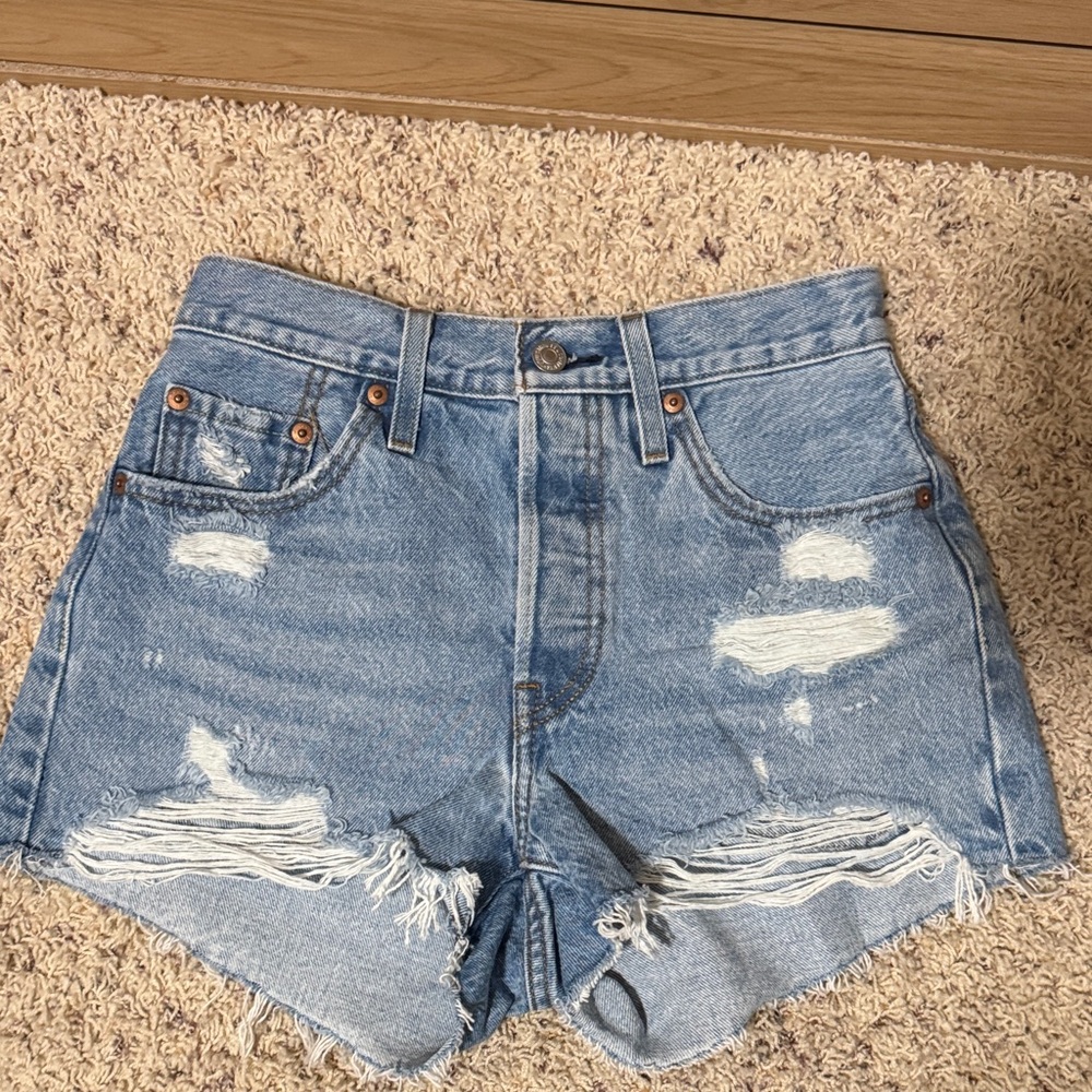 Levi's Light Blue Distressed Jean Shorts